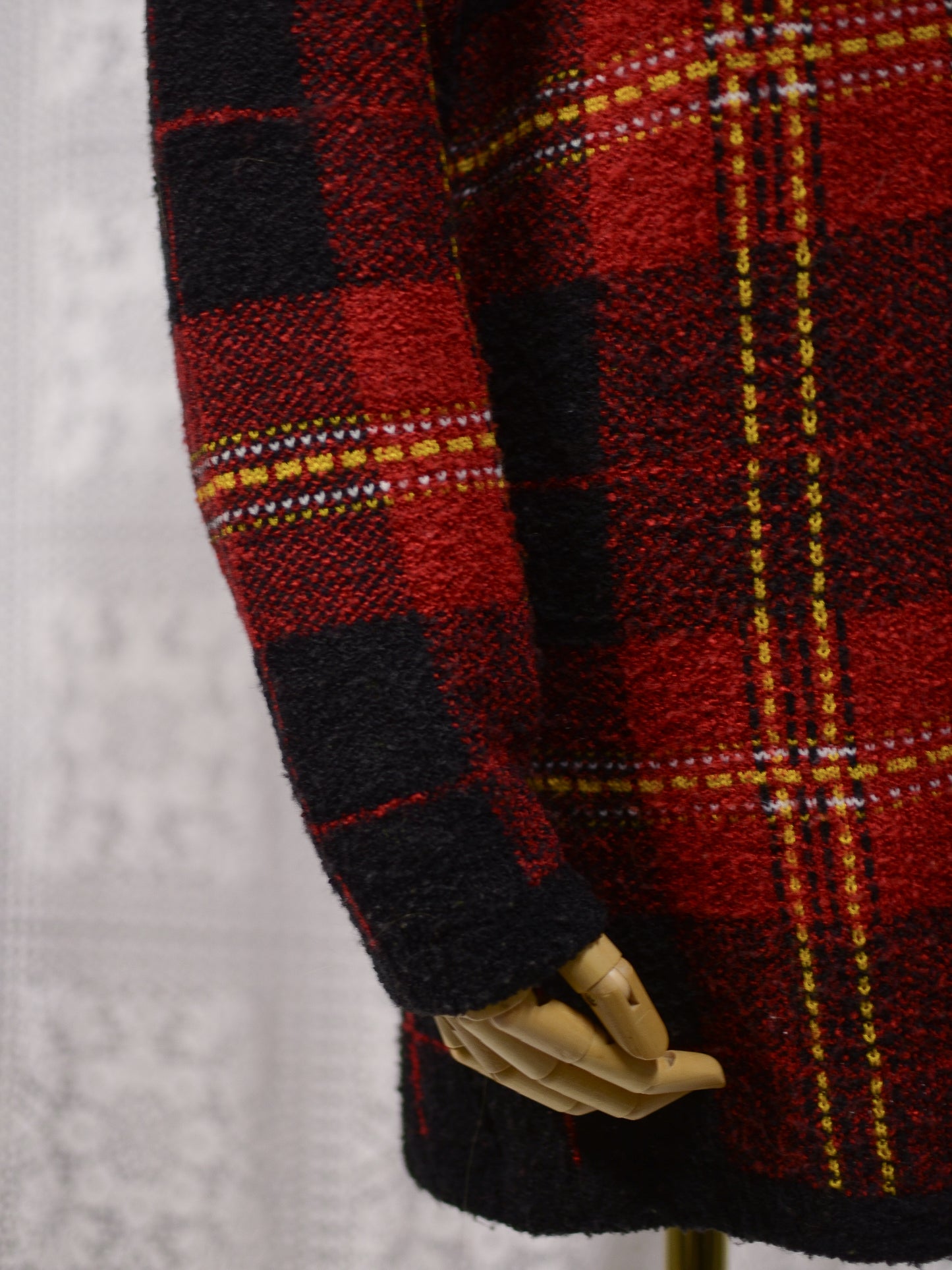 Y2K St Michael red, black and yellow tartan long jumper