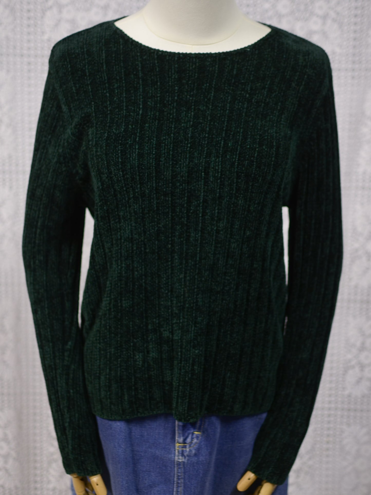 1990s St Michael dark green chenille ribbed jumper