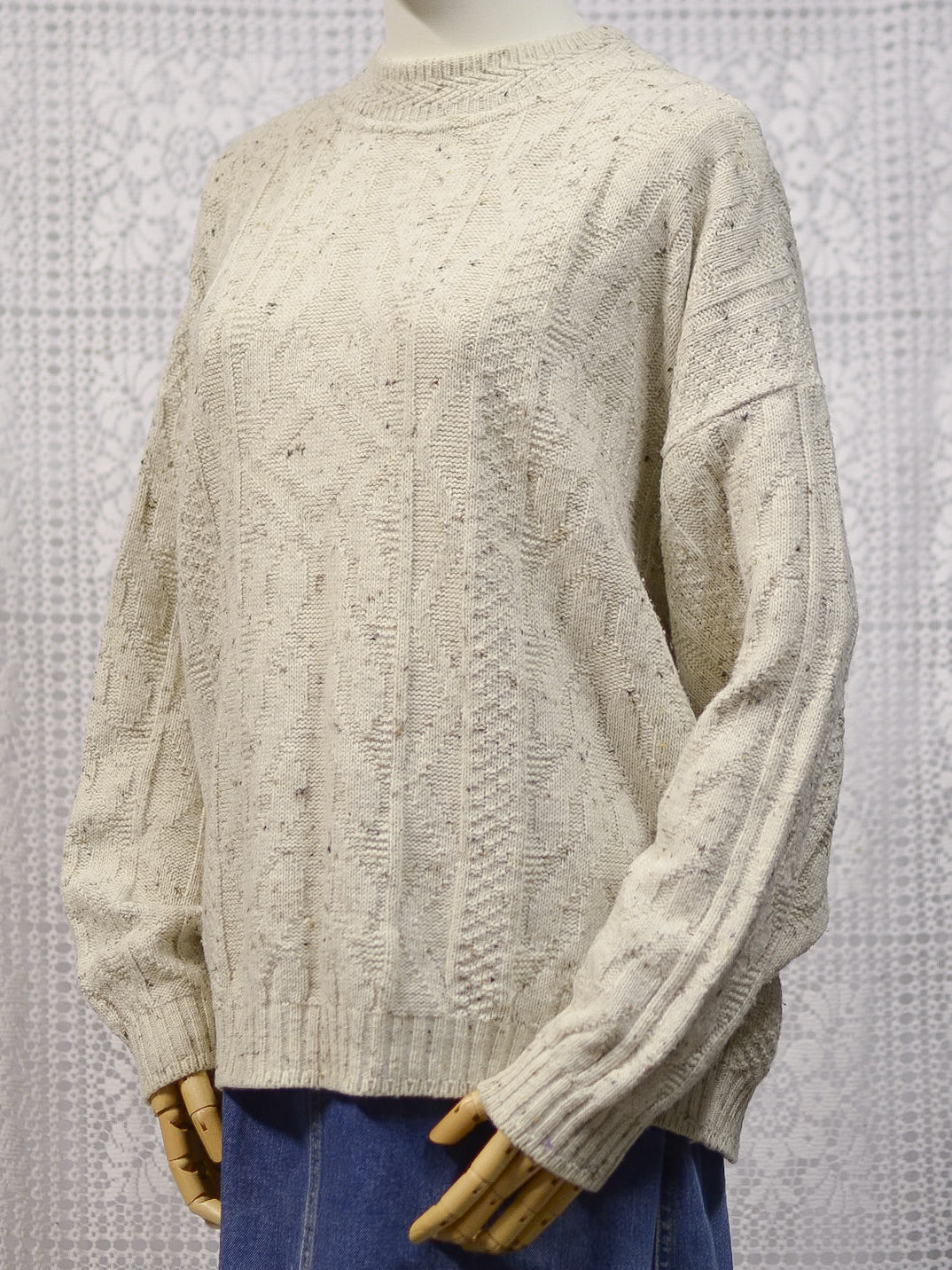 1990s C&A Oatmeal cable knit jumper