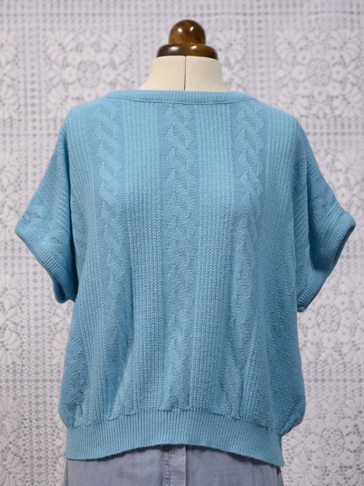 1980s turquoise slouchy sleeveless jumper