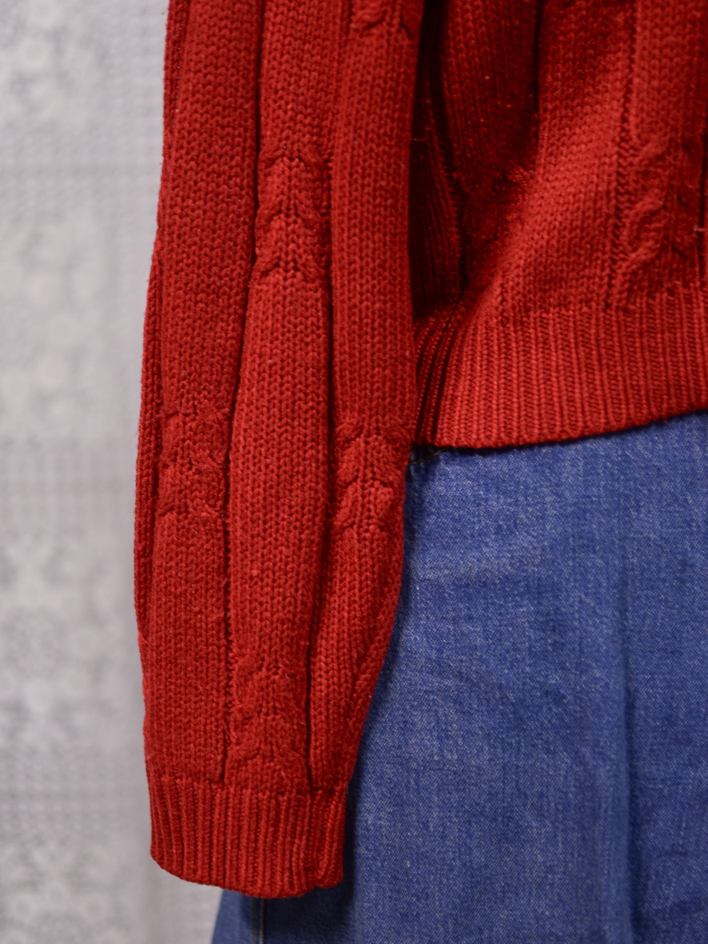 1990s Richards red cable knit cropped jumper