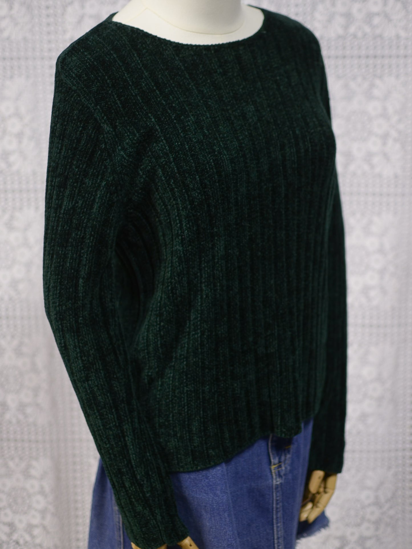 1990s St Michael dark green chenille ribbed jumper