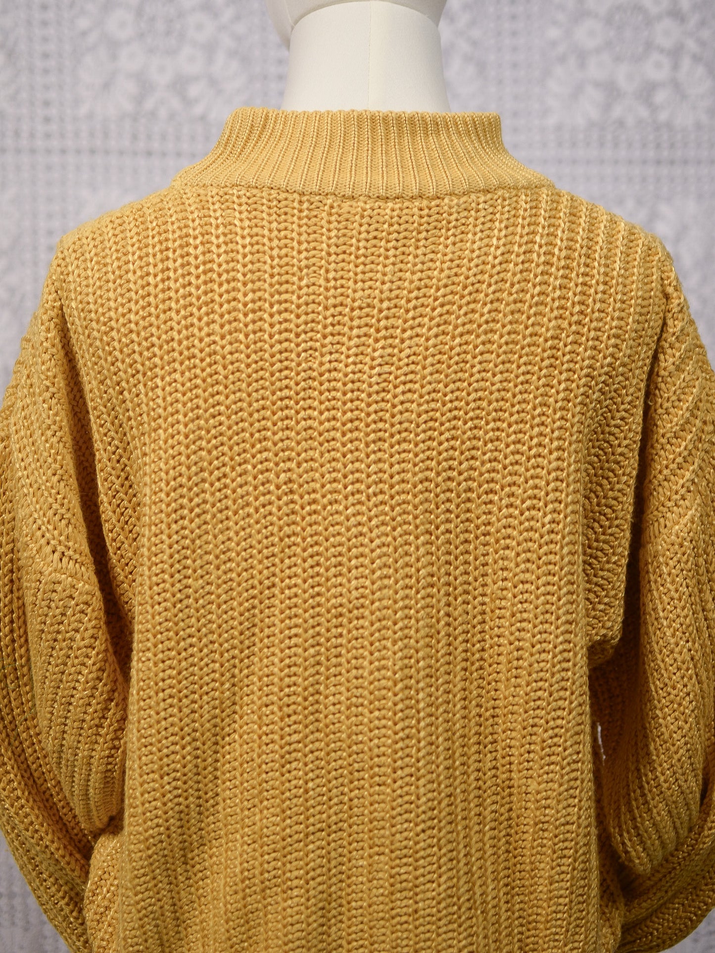 1980s mustard yellow cotton blend rib knit jumper