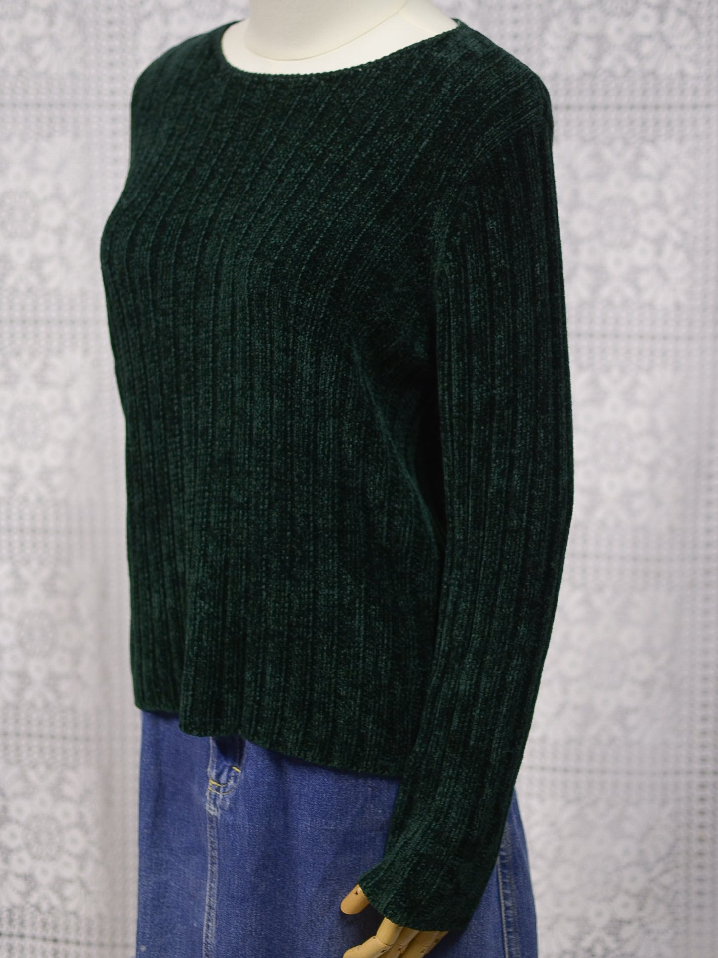 1990s St Michael dark green chenille ribbed jumper