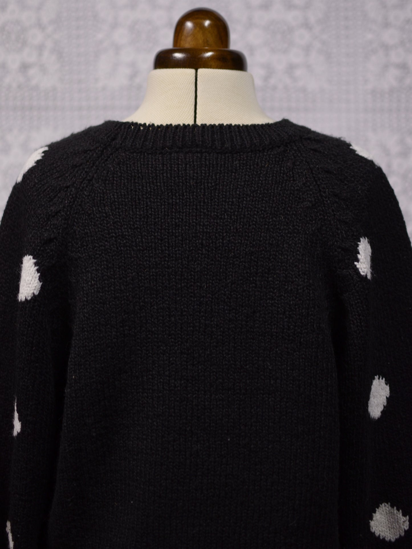 1990s Littlewoods black and white polkadot soft slouchy raglan jumper