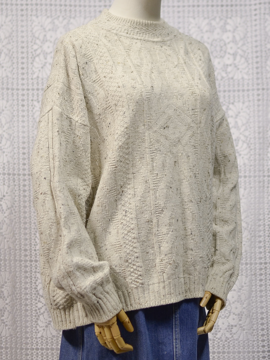 1990s C&A Oatmeal cable knit jumper