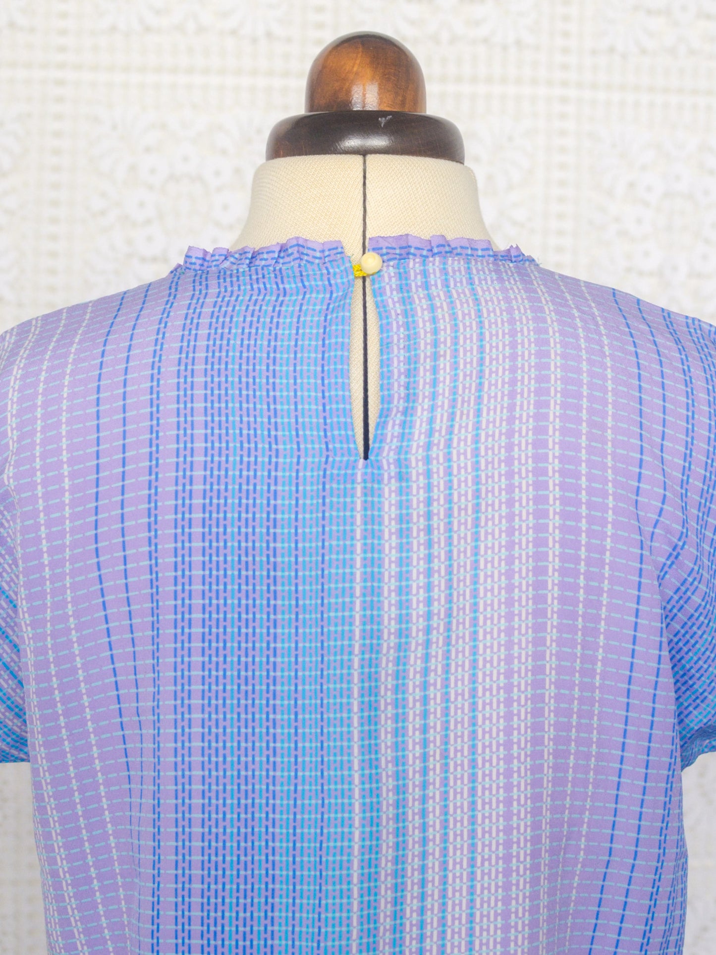 1980s style handmade Japanese lilac and blue striped top