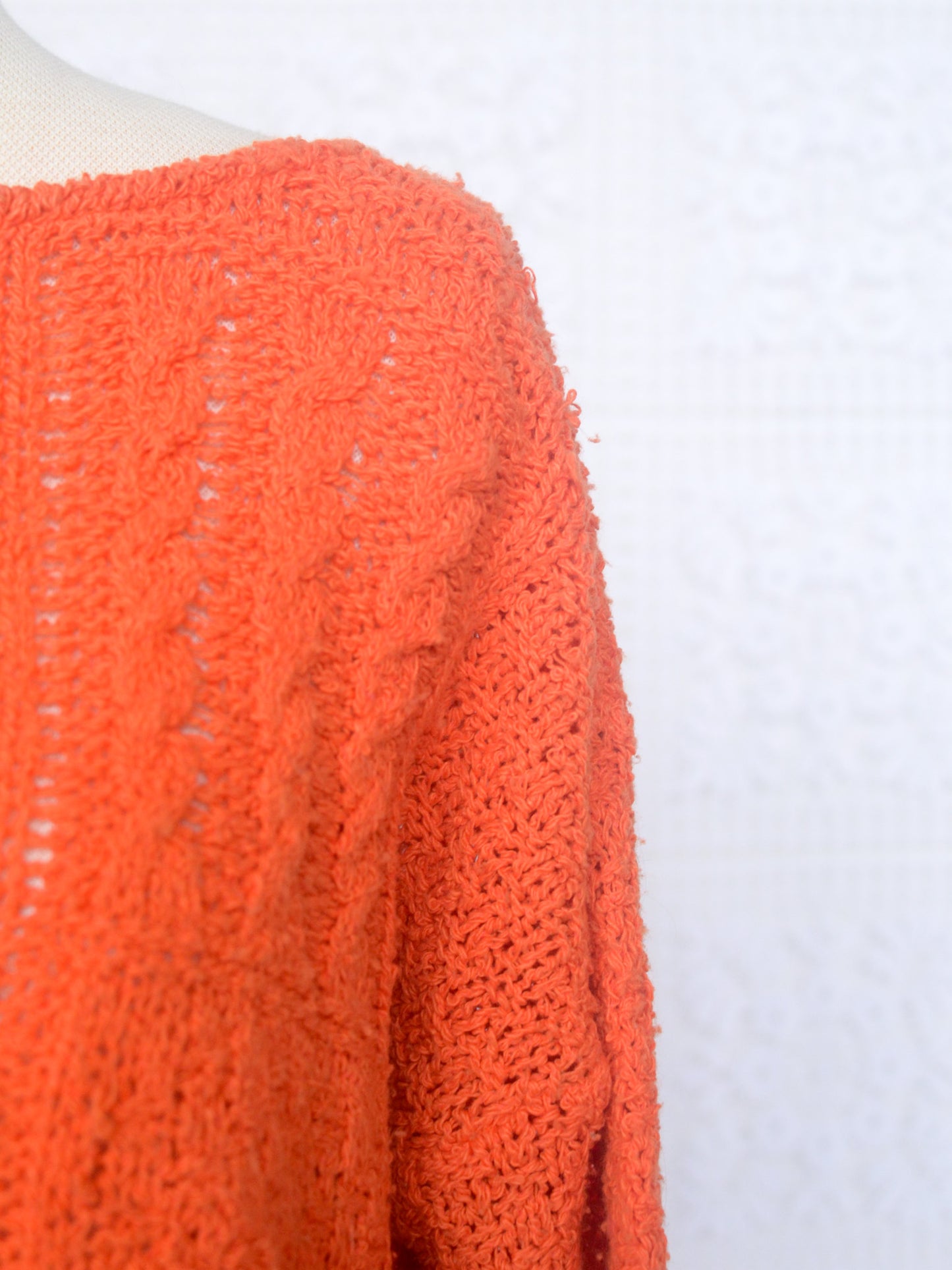 1980s British Home Stores orange 3/4 length sleeve knitted jumper