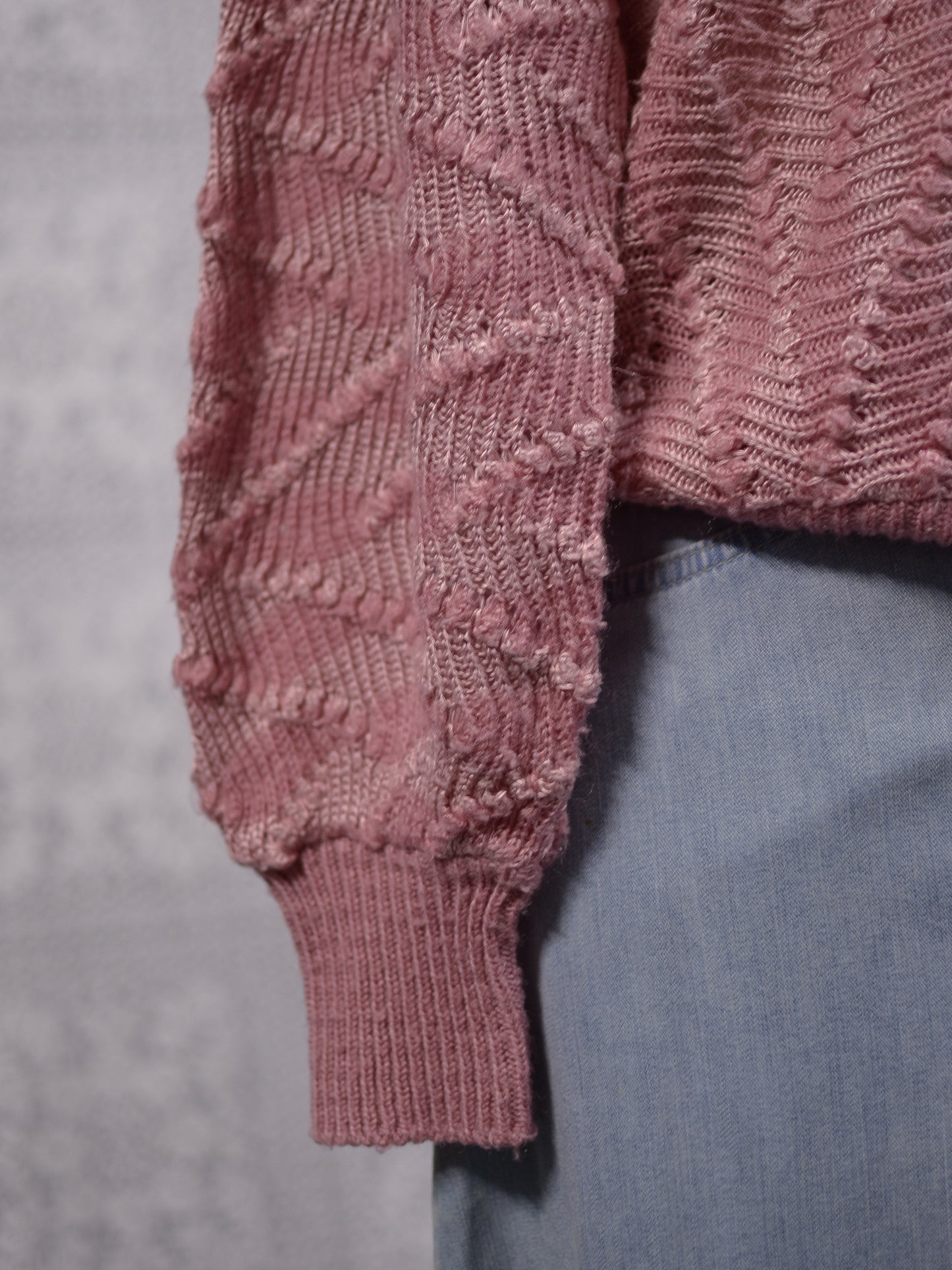 1980s BHS dusky pink roll neck textured jumper