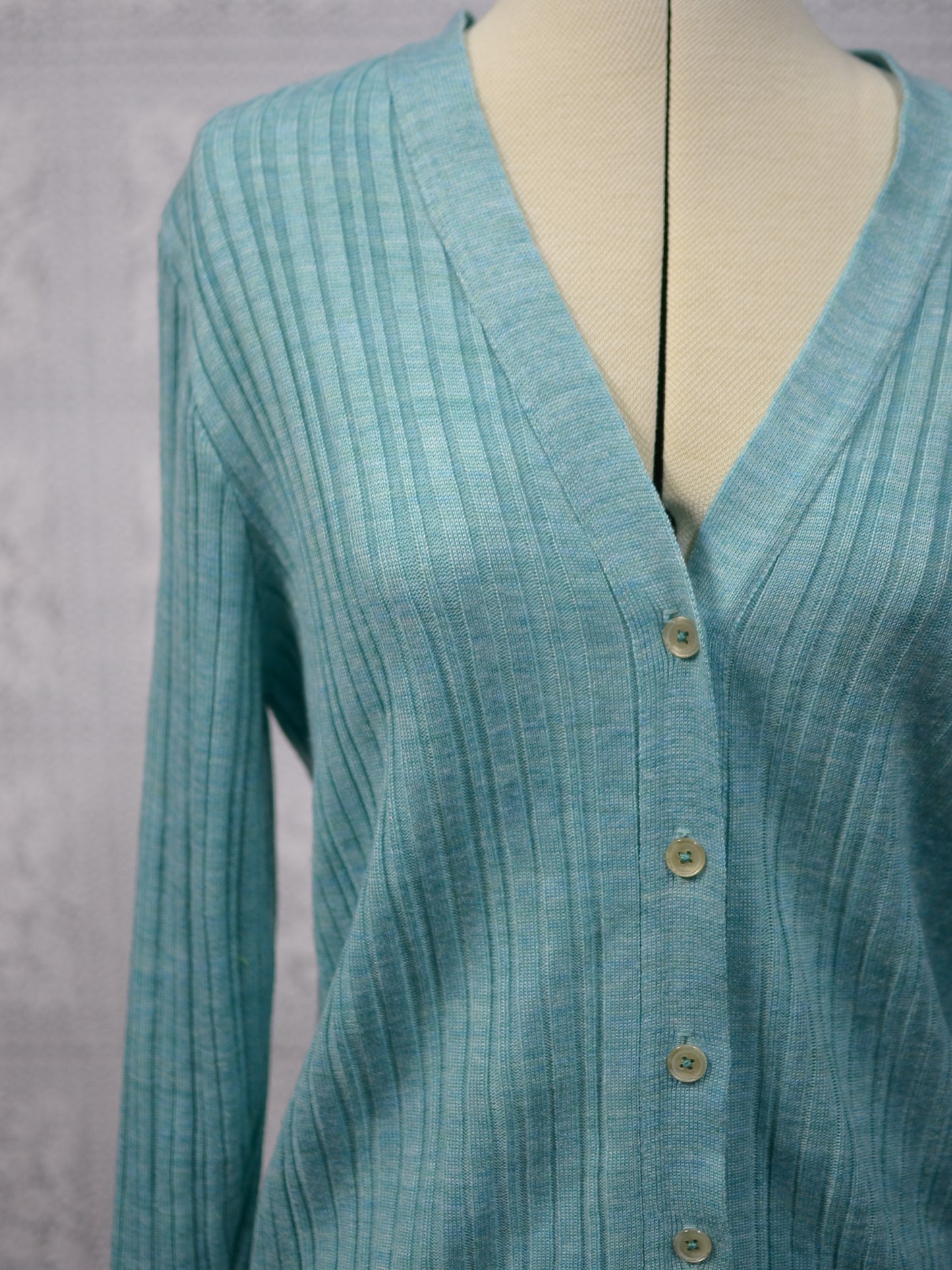 1980s St Michael mint green long line ribbed cardigan