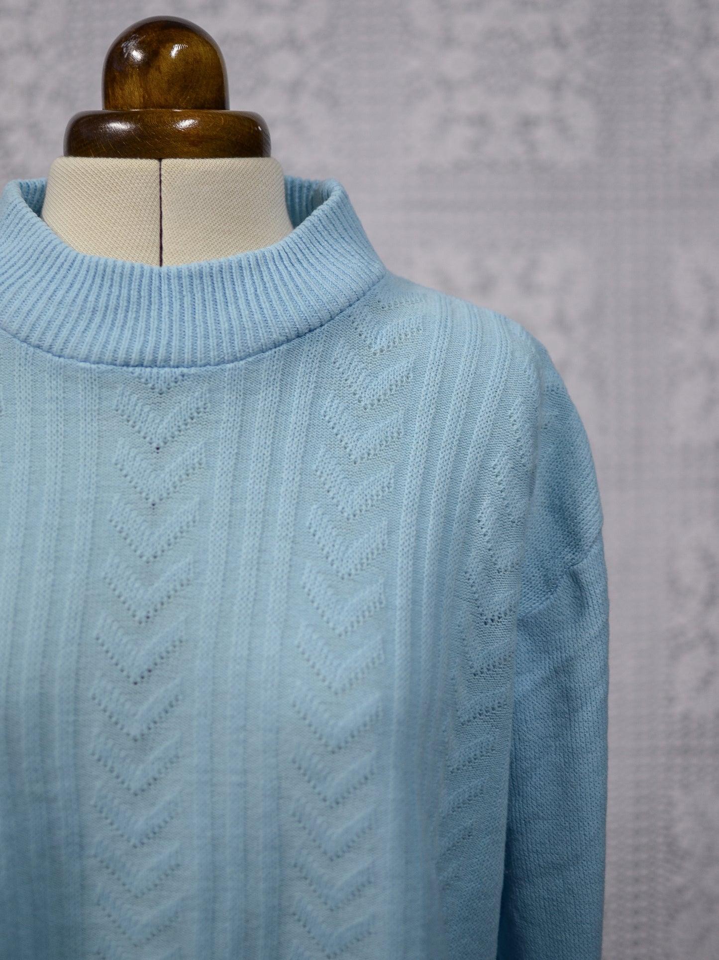 1980s light blue high neck long sleeve lightweight jumper