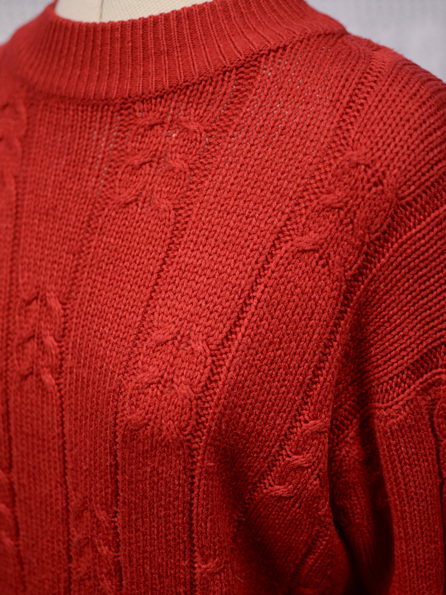 1990s Richards red cable knit cropped jumper