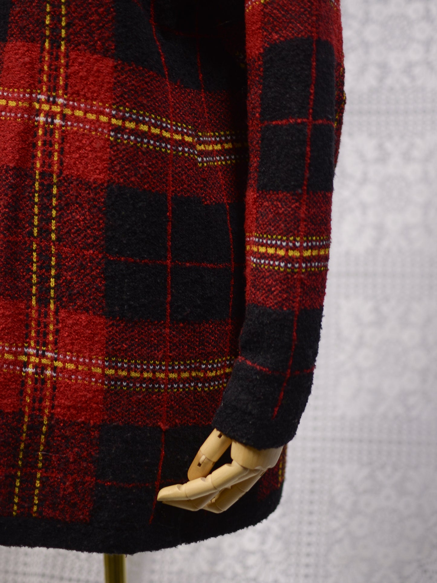 Y2K St Michael red, black and yellow tartan long jumper