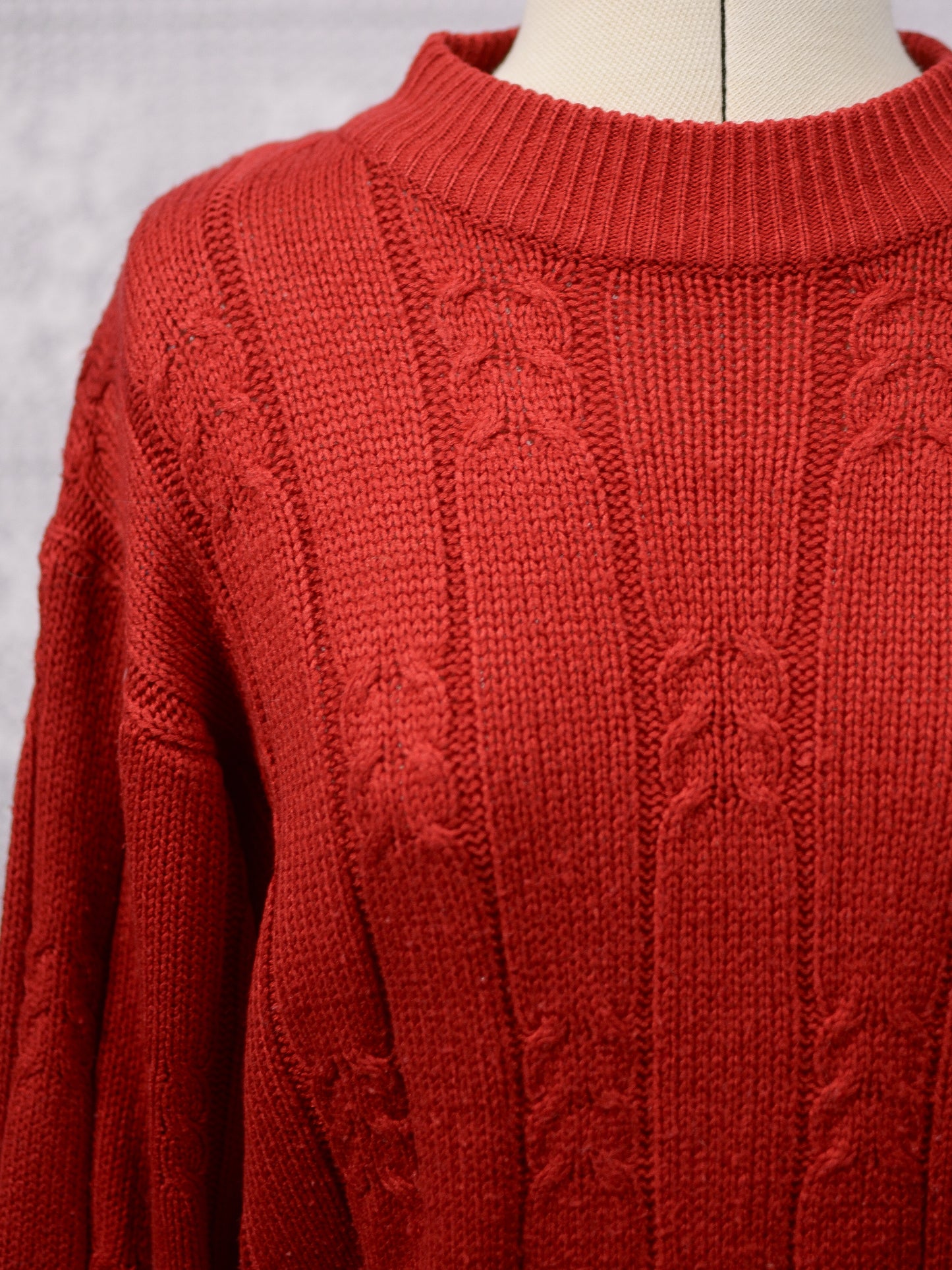 1990s Richards red cable knit cropped jumper