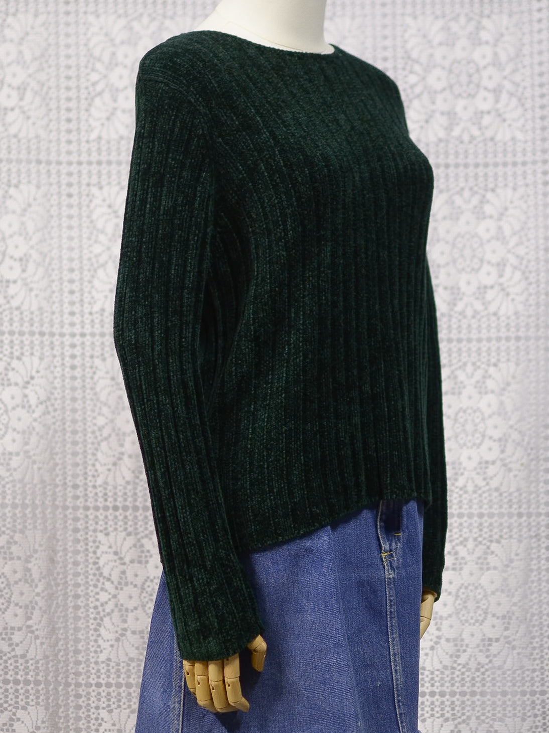 1990s St Michael dark green chenille ribbed jumper