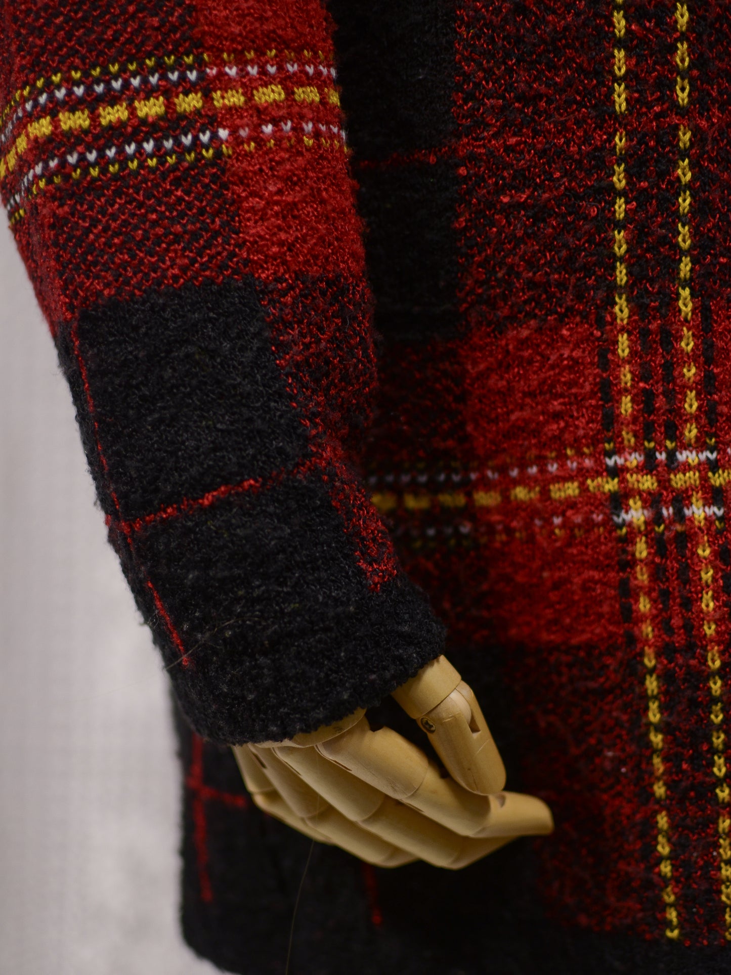 Y2K St Michael red, black and yellow tartan long jumper