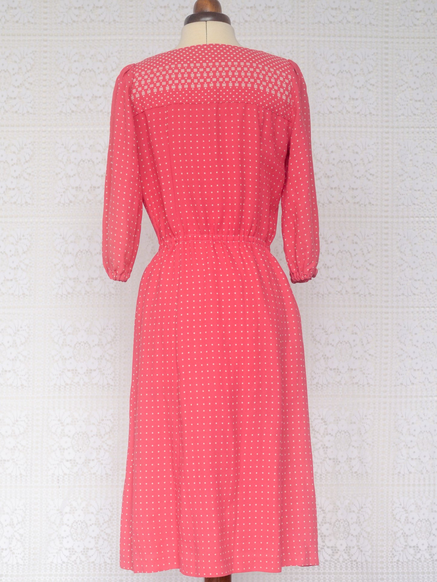 1970s pink French midi dress